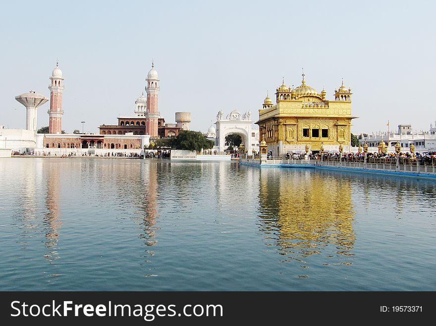 Wide angle view of the Golden Temple, Amritsar