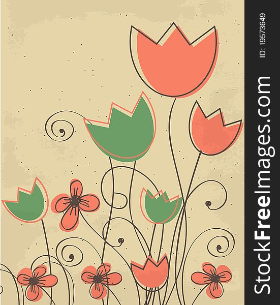 Vintage Background With Flowers