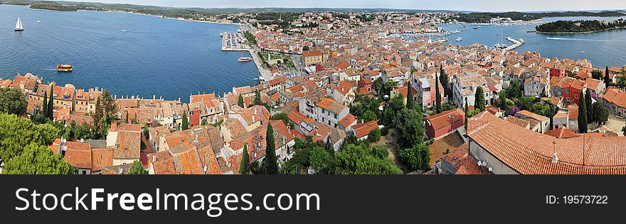 High angle view of the Dalmatian coast from the city of Rovinj Croatia