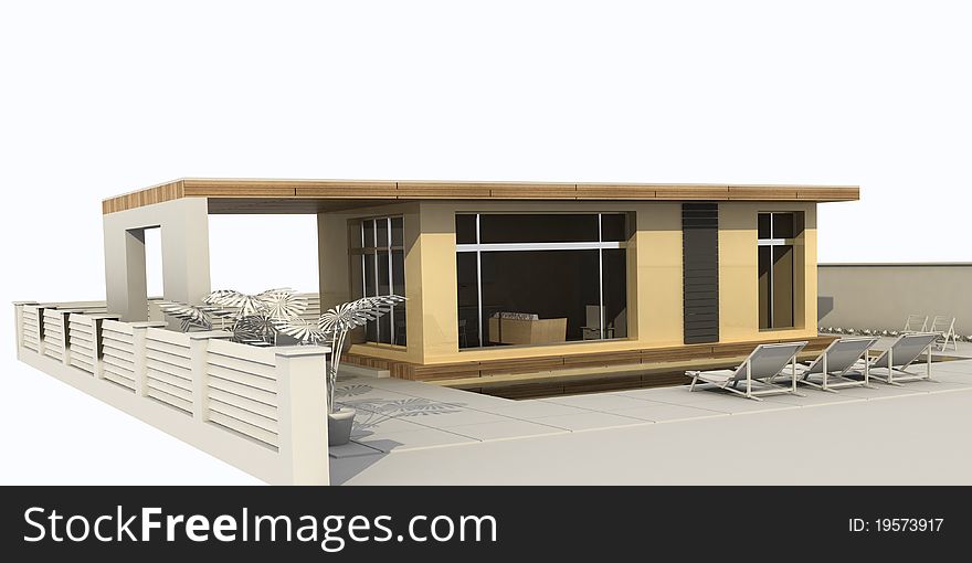 Render a family holiday home with swimming pool