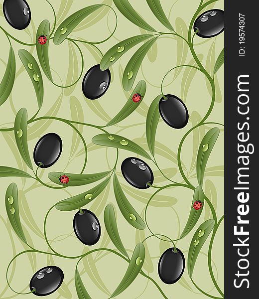 Floral background with olive. Vector illustration.