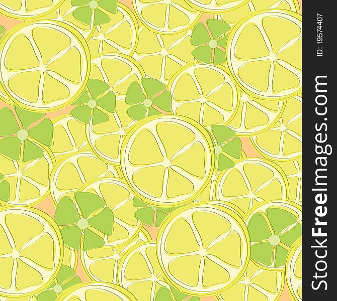 Seamless wallpaper with hand drawn lemons and flowers