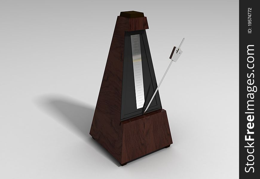 classic wooden metronome on white surface