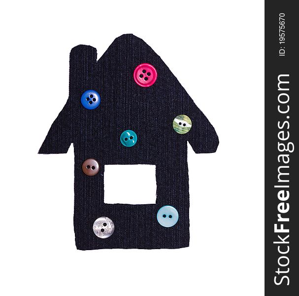 Small house from a fabric and buttons