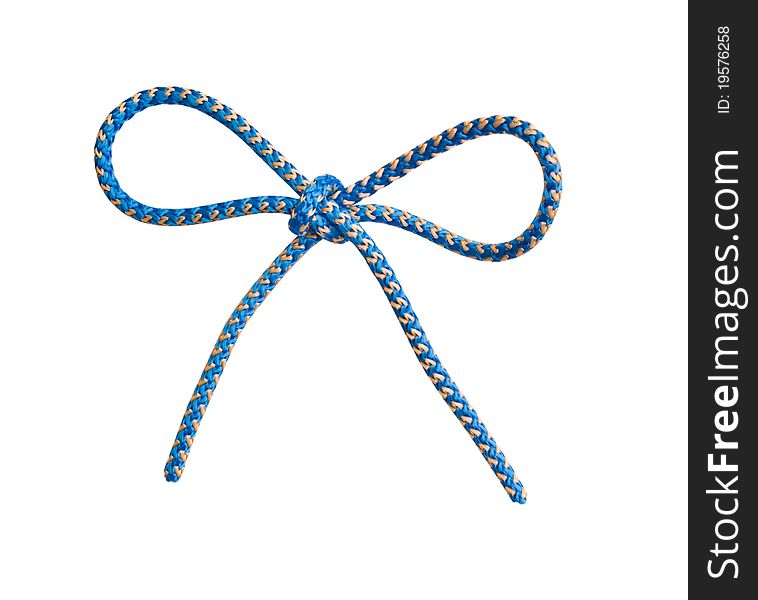 Bow from a blue cord on white