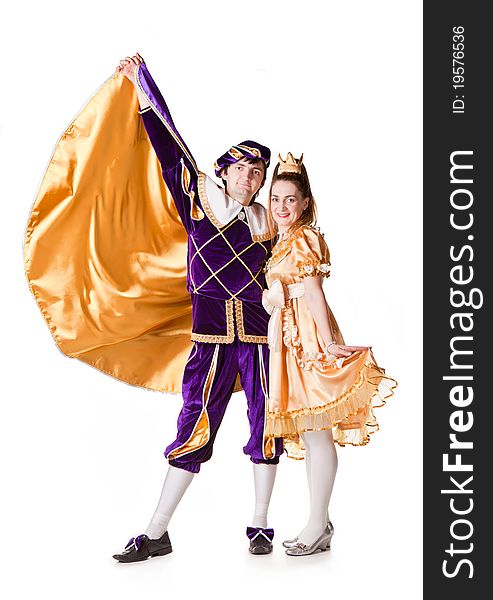 Guy and girl dressup as Prince and Princess. Guy and girl dressup as Prince and Princess