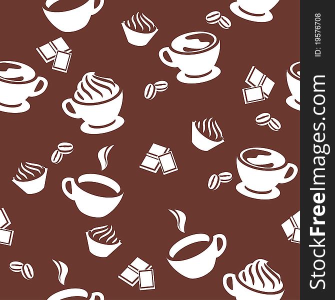 Seamless pattern with different cups of coffee. Seamless pattern with different cups of coffee