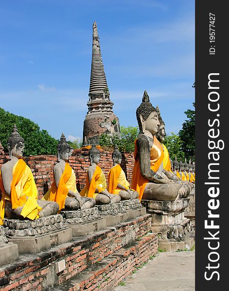 Pagoda and Temple in Ayutthaya, Thailand