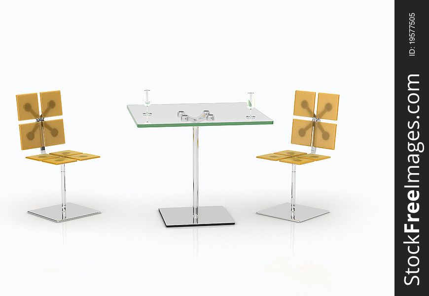 Set of furniture from a glass table and chairs. Set of furniture from a glass table and chairs.