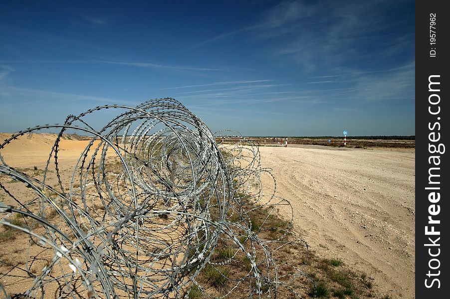 The barbed wire in military training ground. The barbed wire in military training ground.