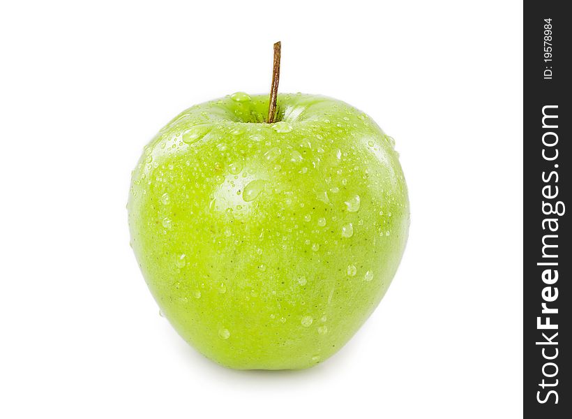 Sweet green apple isolated on the white