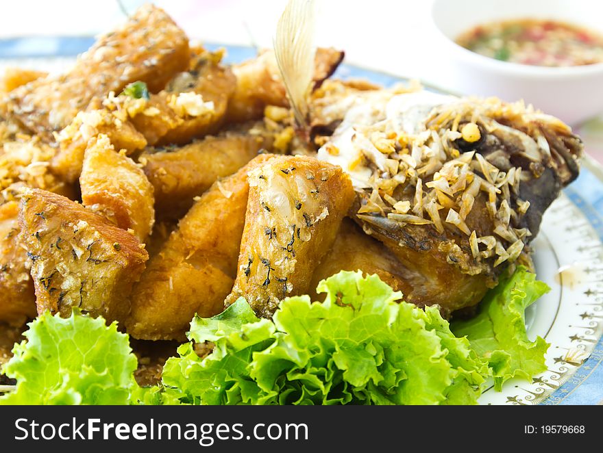 Thai style fried fish eat with spicy sauce
