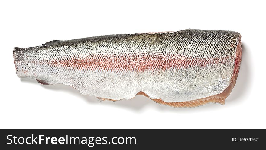 Fresh rainbow trout ready for cooking on white background