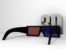 3d Shiny Black Glasses Royalty Free Stock Photo