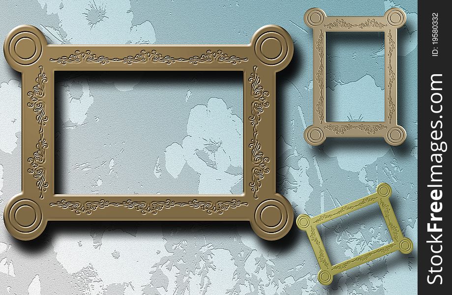 A group of photo frames with floral grey and blue background