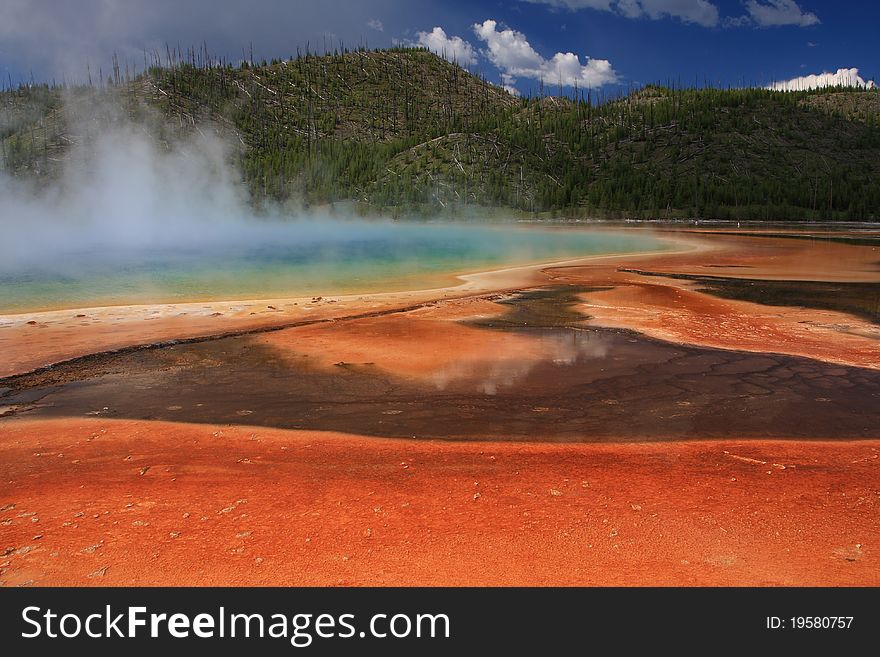 Grand Prismatic Spring and Midway Geyser Basin. Yellowstone National Park.Wyoming.USA