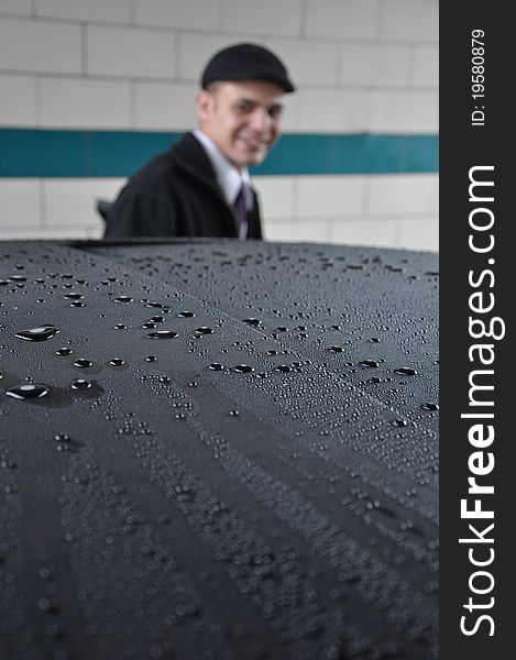 Young Man with Washed Car