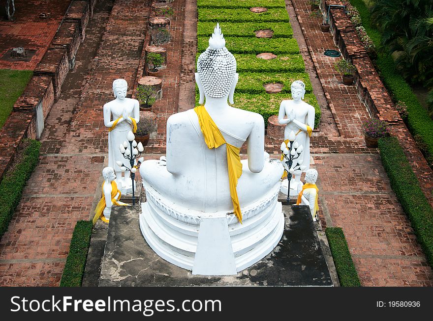 Big buddha image and his followers situated in the garden at wat yai chaimongkol ayutthaya, the ancient capital of thailand. Big buddha image and his followers situated in the garden at wat yai chaimongkol ayutthaya, the ancient capital of thailand.