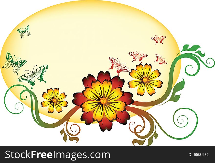 Decorative abstract flowers and frame. Decorative abstract flowers and frame