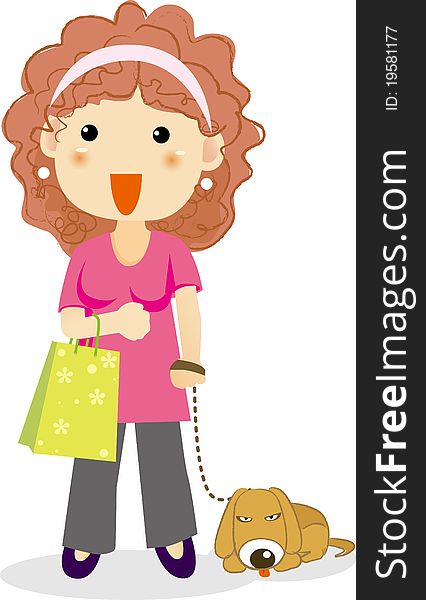 Woman Shopping With A Dog