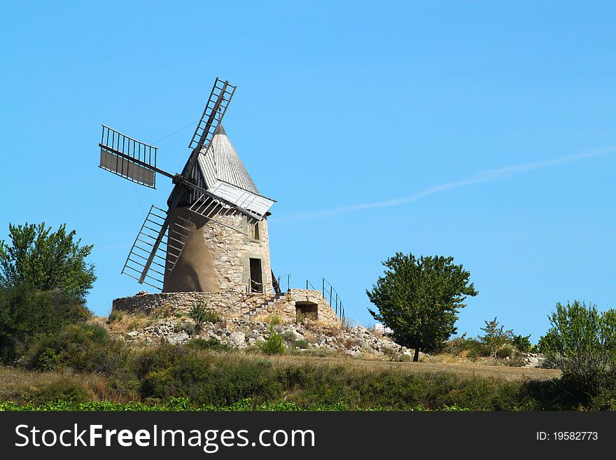 Old stone windmill in Provence
