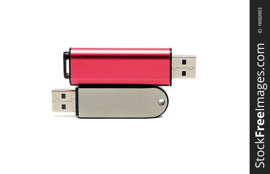Two flash drives on a white background. Two flash drives on a white background