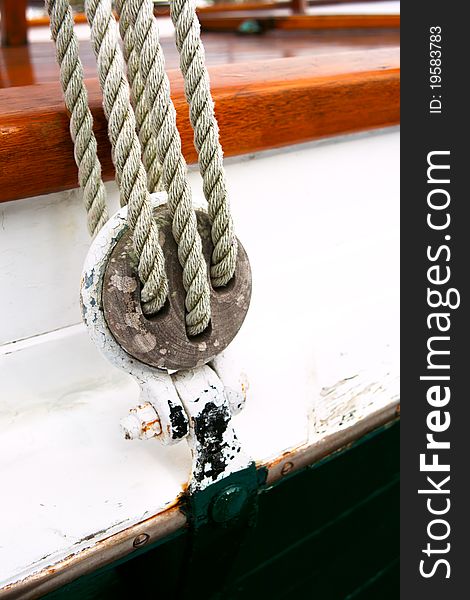 Detail of vintage sailing rigging. Detail of vintage sailing rigging