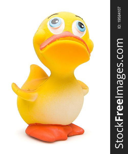 A rubber duck isolated on white. A rubber duck isolated on white