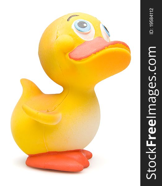 A rubber duck isolated on white. A rubber duck isolated on white