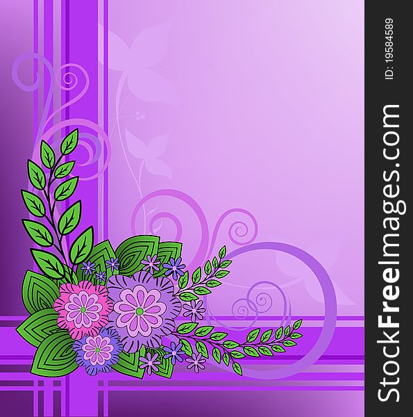 Lilac flowers on a checkered background