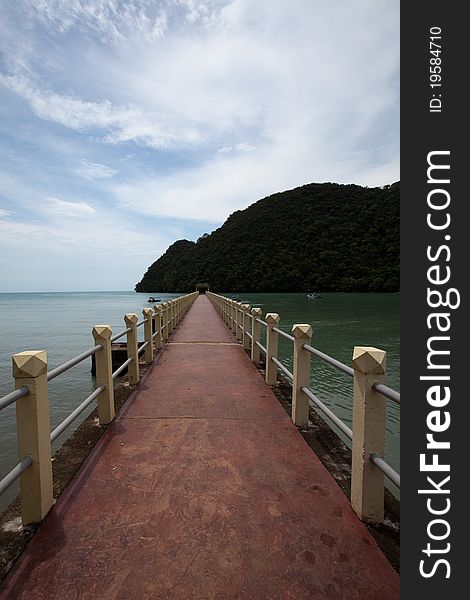 A long bridge leading to the pier at Langkawi. A long bridge leading to the pier at Langkawi.