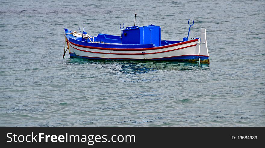 A greek traditional blue boat. A greek traditional blue boat