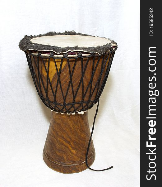Big djembe drum on the white background.