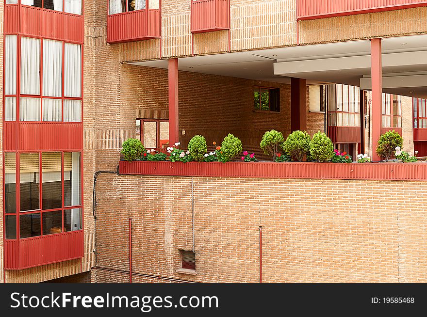 Architecture concept, brick building and windows