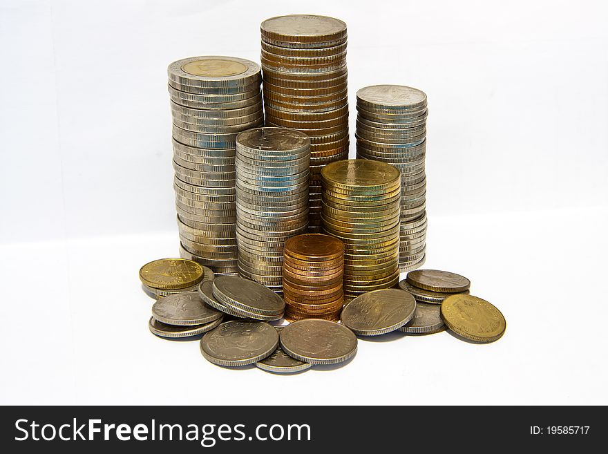 Coin stack isolated on white background