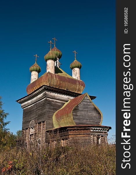 Old abandoned wooden church on Russian North. Old abandoned wooden church on Russian North