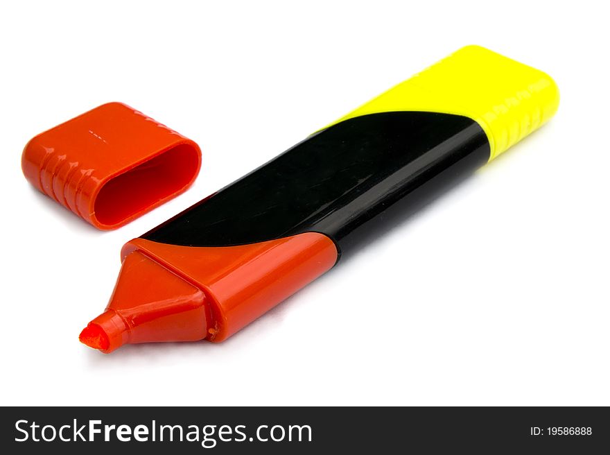 Red and yellow marker isolated on a white background