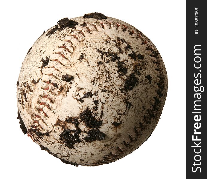 Old baseballs on a white background with copy space. Old baseballs on a white background with copy space.