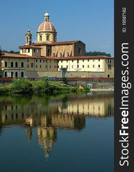 Old Bassilica and Arno river in Florence. Old Bassilica and Arno river in Florence