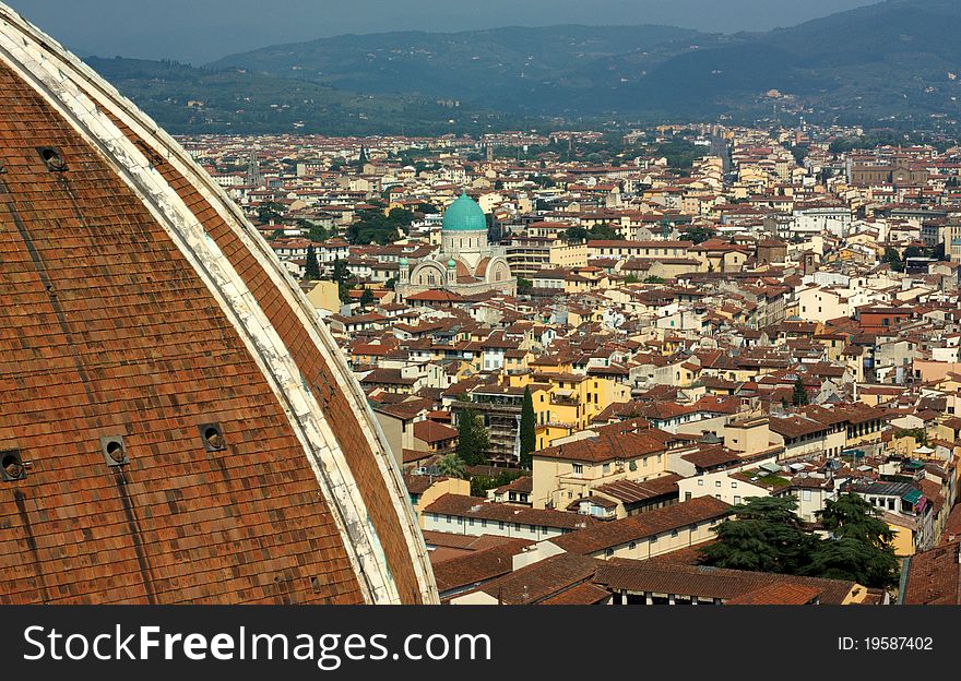 Aerial panoramic view of Duomo in Florence, Italy