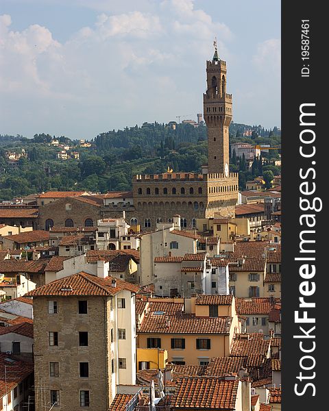 Aerial panoramic view of Duomo in Florence, Italy