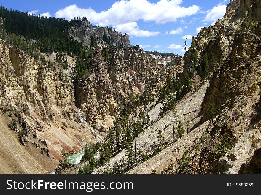 Yellowstone River winding through the canyon. Yellowstone River winding through the canyon