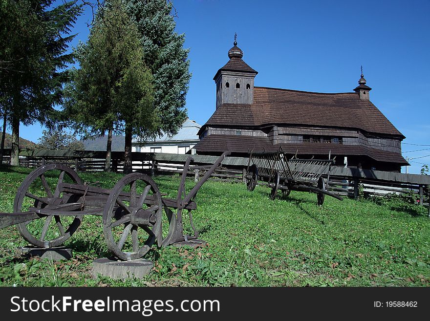 Wooden church - famous historic landmark in East Slovakia, in a small village called Ulicske Krive (near city Snina)