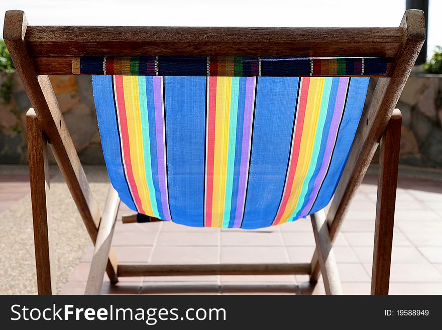 The colorful beach chair in the hotel.