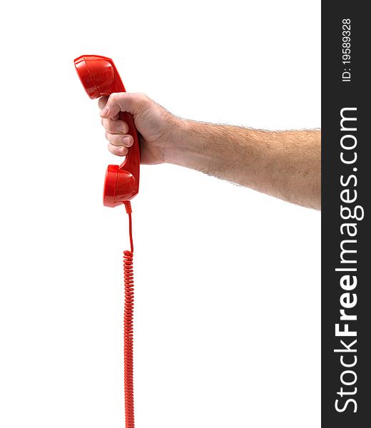 Telephones isolated against a white background