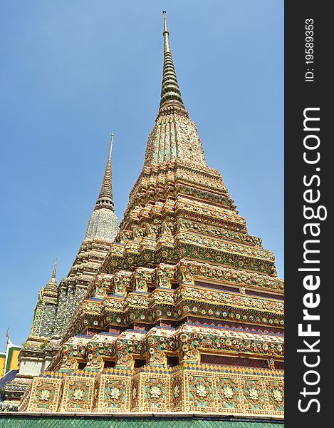 Ancient Pagoda or Chedi at Wat Pho,The Temple of reclining buddha, Bangkok,Thailand
