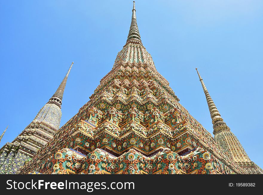 Ancient Pagoda or Chedi at Wat Pho,The Temple of reclining buddha, Bangkok,Thailand