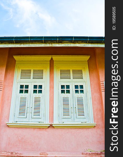 Wooden window European Style in Bangkok, Thailand.