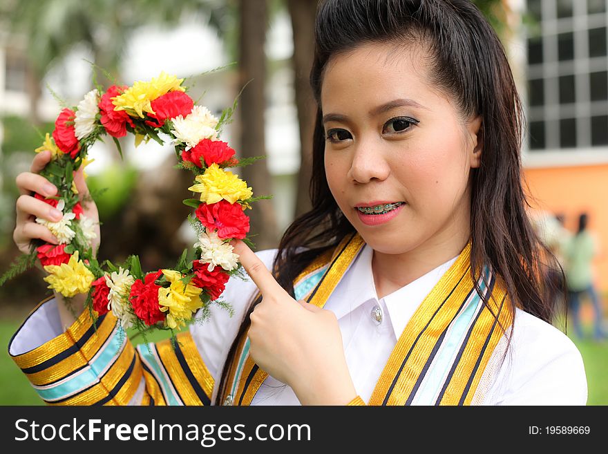 The woman smile in congratulations day,thai congratulations day, woman thai. The woman smile in congratulations day,thai congratulations day, woman thai.