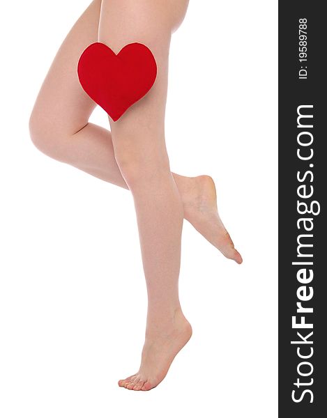 Female Legs With Red Heart